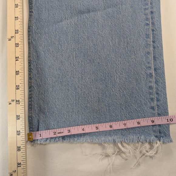 Old Navy Jeans Women 14 Lt. Denim Sky Hi Rise Wide Leg Distress Raw Hem 90's y2k - Picture 11 of 12